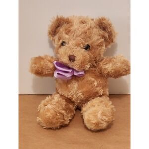 9" Baby Purple Bow Teddy Bear Stuffed Animal‎ Toy Gift Used
